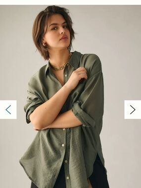 Anthropologie Olive Green Button-Down Shirt